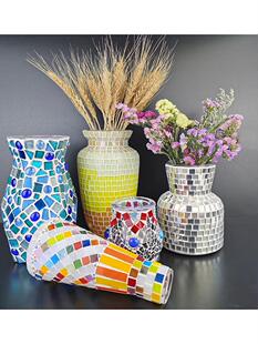 手工DIY 马赛克玻璃花瓶材料包打发时间幼儿园少儿亲子活动自制作