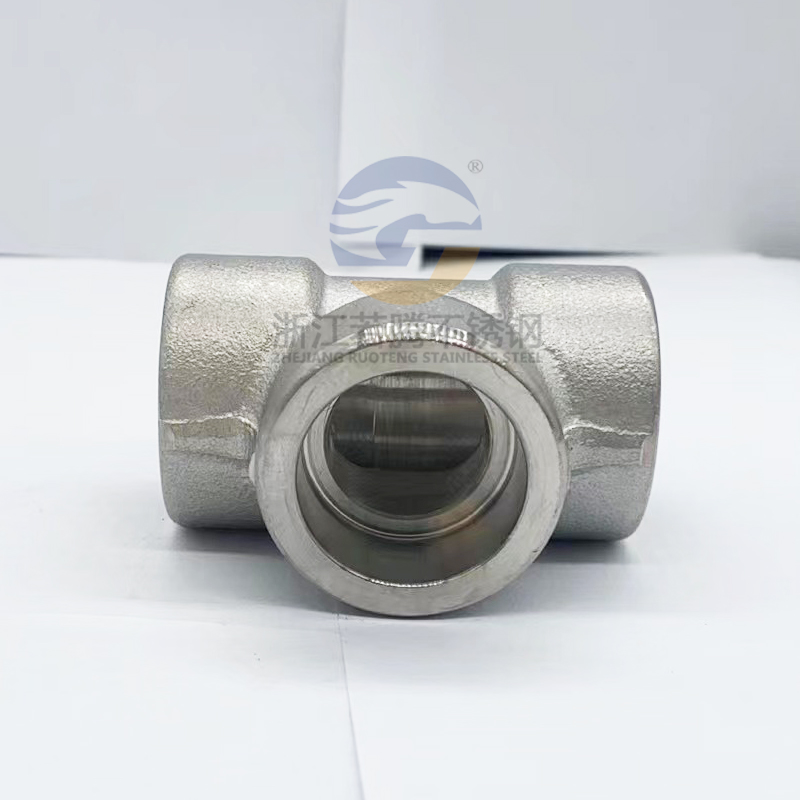 304承插焊三通不锈钢耐210KG高压管件3000LB锻造焊接加厚接头若腾