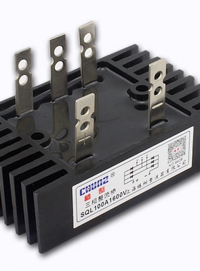 椿整 SQL-100A 1600V三相整流桥带散热器 三相桥式整流器60*100