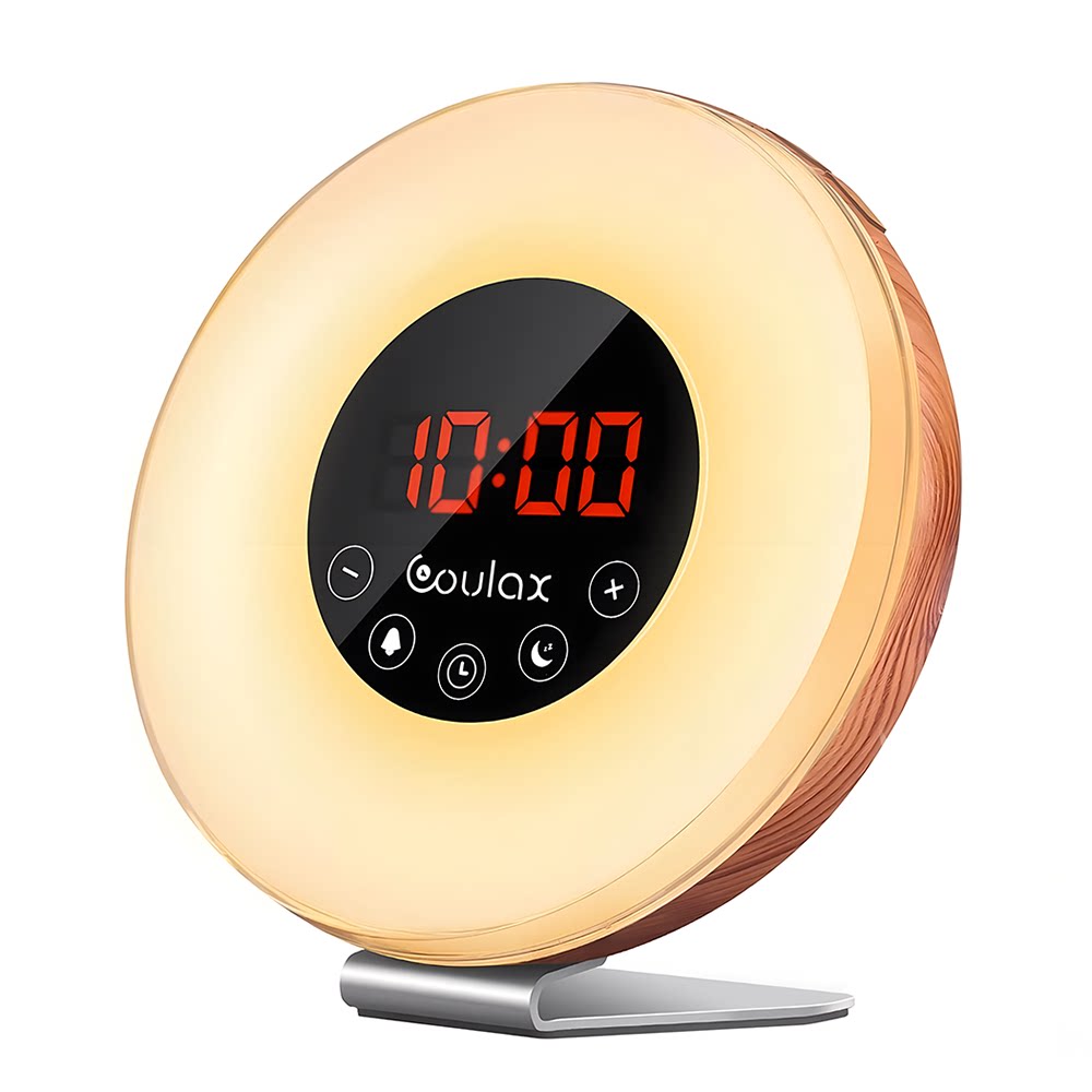 老美单！模拟日出唤醒灯日落安睡灯FM钟控收音机床头电子时钟闹钟