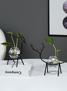 北欧桌面水培花盆摆件办公桌客厅多肉绿萝水养植物花瓶装饰摆设