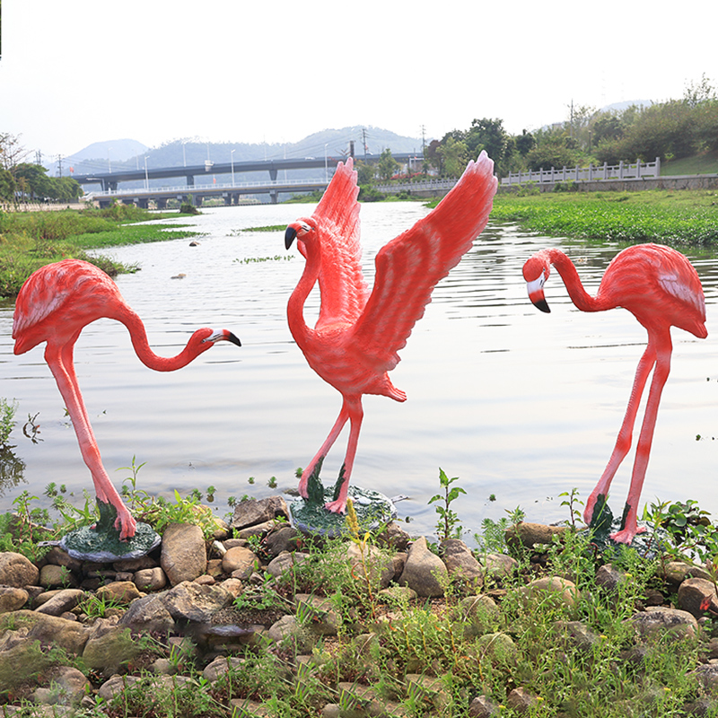 仿真动物火烈鸟玻璃钢雕