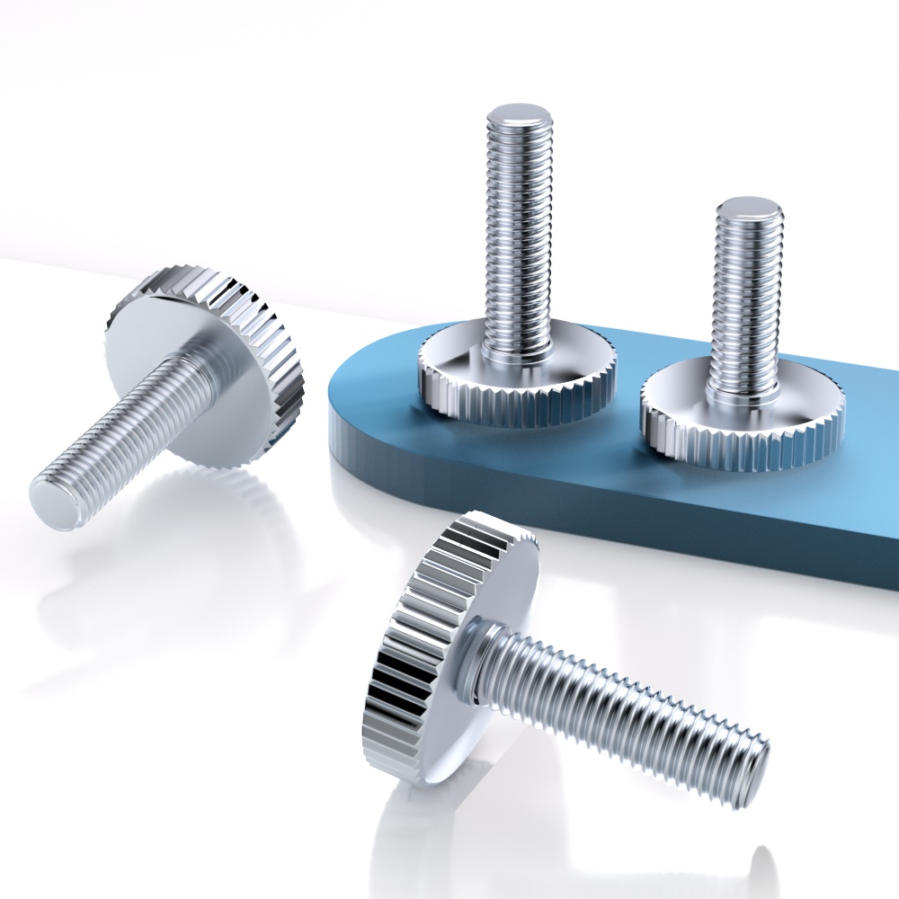 滚花平头手拧螺丝单钉镀