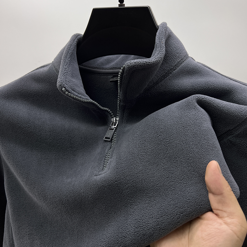 MAROLIO出口挪威~摇粒绒半拉链卫衣男立领加绒加厚内搭抓绒打底衫