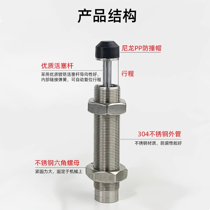 不锈钢液压油压缓冲器RJ/RJC/YD/YC0806 10081412 2030 2725 3650