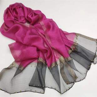 真丝婚宴羊毛喜披肩薄款装旗袍配长款喜庆妈婚礼红色围巾外披婆婆