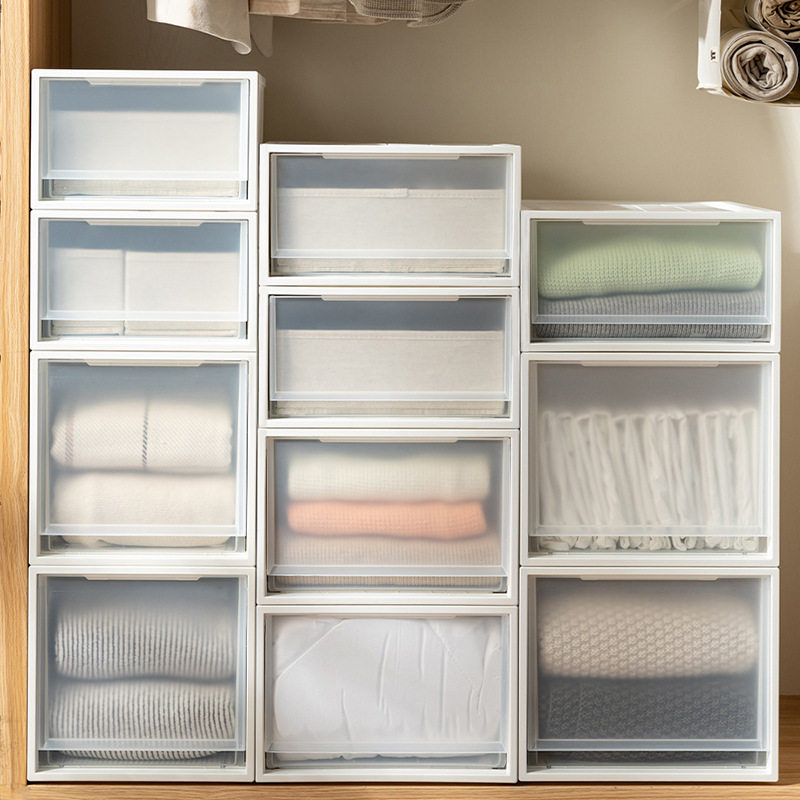 加厚单层抽屉组合式收纳柜大号透明衣服塑料收纳箱储物盒整理箱盒