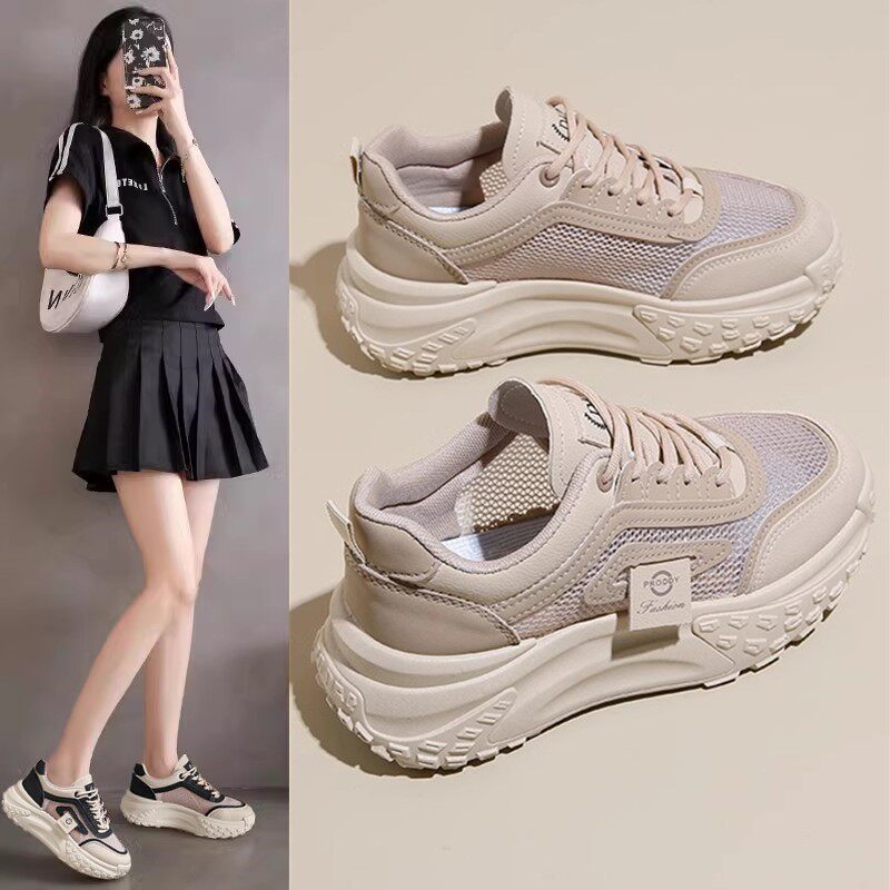 RED AND GREEN FLY POPULAR LITTLE WHITE SHOES WOMENS 2024 SUMMER NEW MESH BREATHABLE DADDY WOMENS SHOES ARE VERSATILE AND CASUAL SPORTS