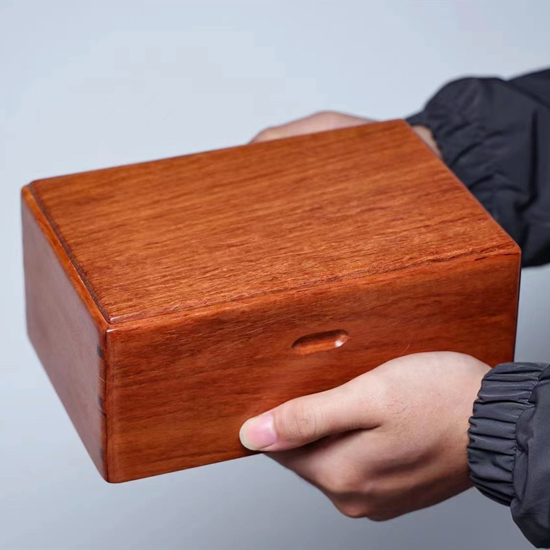 实木首饰盒长方形红收纳