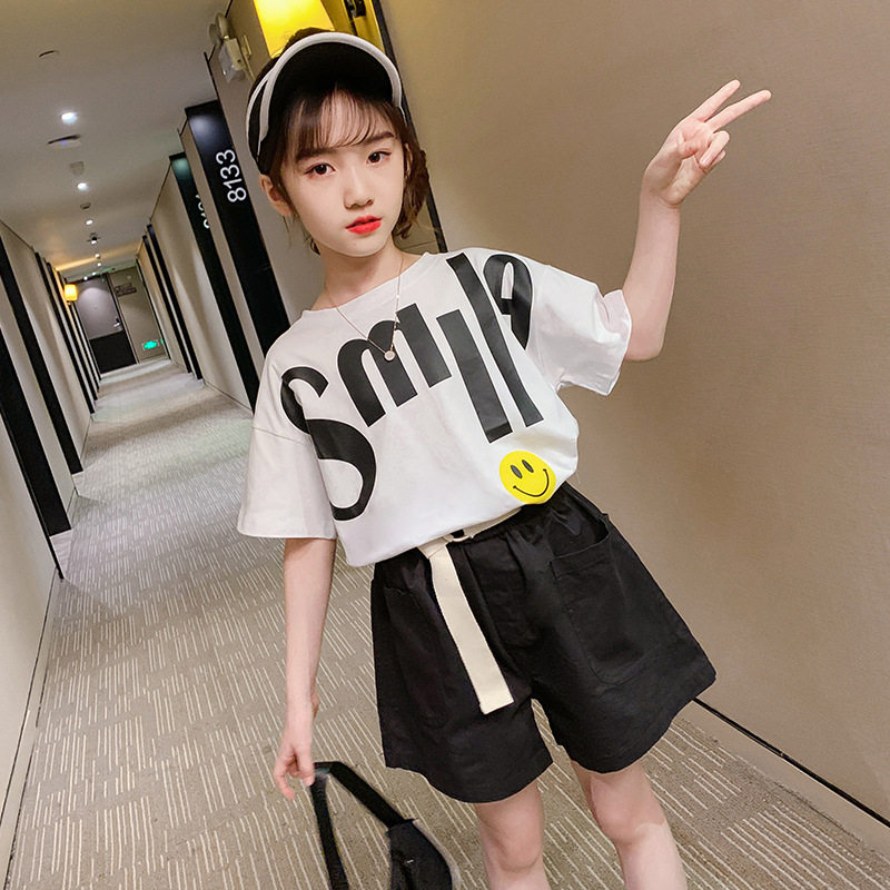 2021夏季新款女童套装夏装中鲜花拱门