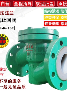 法兰衬氟止回阀 H41F46铸钢升降式耐防腐 耐稀浓酸碱酮四氟逆止阀
