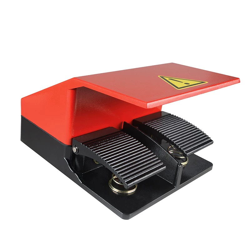 MINDE明德MDB6-L12 MDYDT1/YDT1-15双联脚踏开关带罩铝壳黄盖灰盖