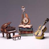 创意小提琴钢琴吉他摆件工艺品家居饰品模型复古怀旧仿真道具室内