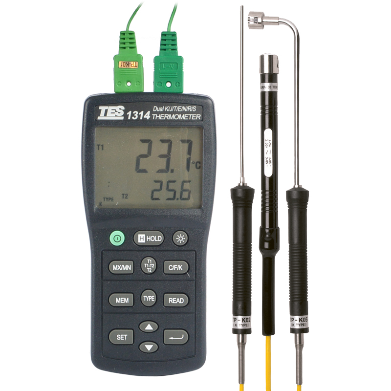 工业表面热电偶数字温度计测温仪TES-1311A/1312/1314/1315/1316