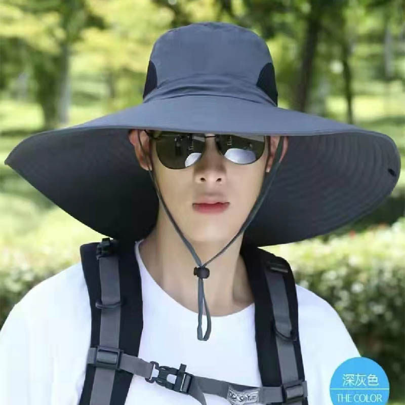 男士钓鱼帽大檐夏季防晒休闲太阳帽可折叠帽户外大头围帽子男