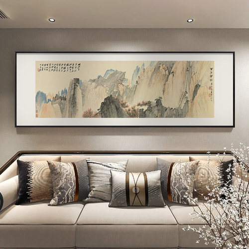 新中式装饰画张大千茶室书房挂画客厅沙发背景墙画办公室山水挂画