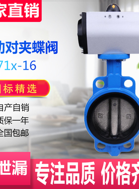 气动对夹蝶阀D671X 球墨304板 GT AT气缸 DN40 50 65 80 不锈钢