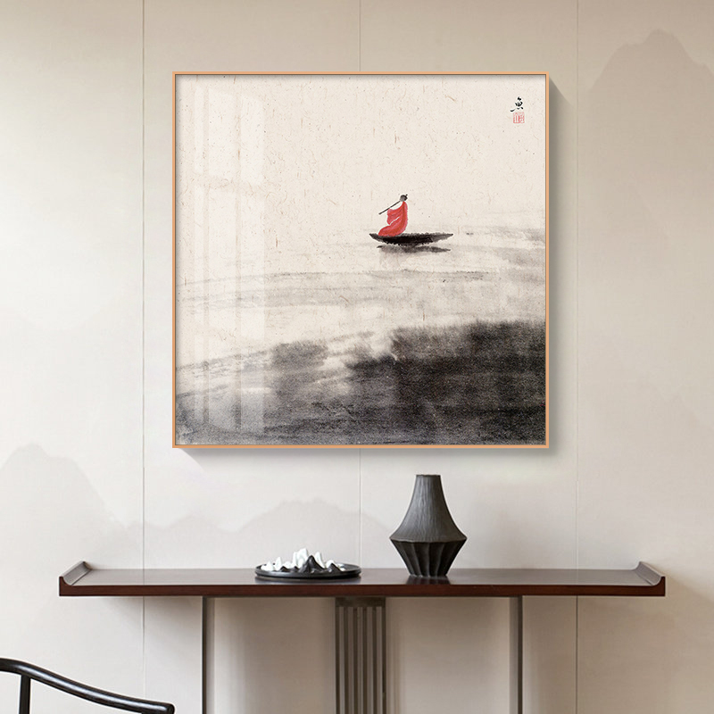 沙弥小和尚茶发玄关沙画壁室背景墙挂画入户竖版新中式禅意装饰画图片