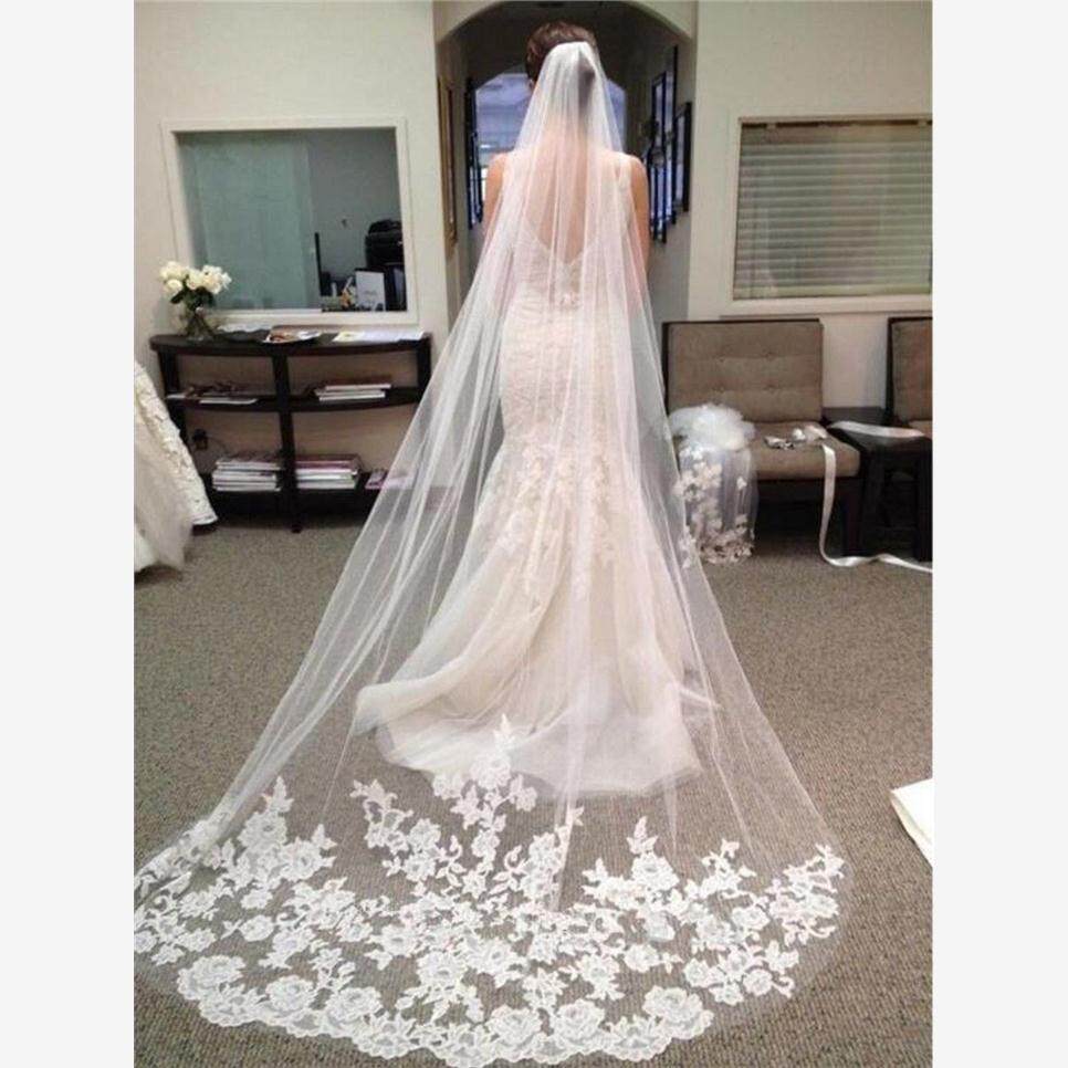 Long Lace Bridal Veil Wedding Veils With Comb New Bridal