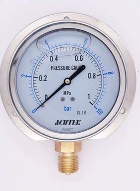 ACUTEK 径向带后边 抗震 船用耐震压力表 YN100T 1MPA M20*1.5