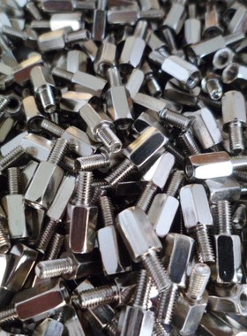 镀镍单头铁螺丝柱 六角隔离螺柱 公制M3X5/6/8/10/12/15+6紧固件