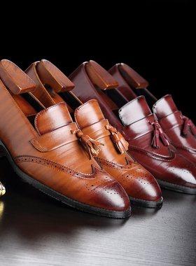 Big Size 37-48 Men Leather Loafers Tassel Brogue Dress Shoes