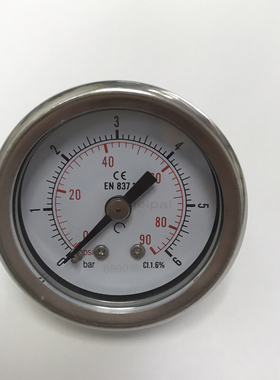 41mm全钢轴向压力表（正面47mm）压力0～90psi～6bar 2.5级 M10X1