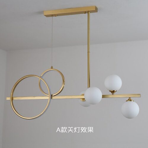 北欧全铜餐厅茶室吊灯 现代简约个性长条餐桌灯 设计师创意吧台灯