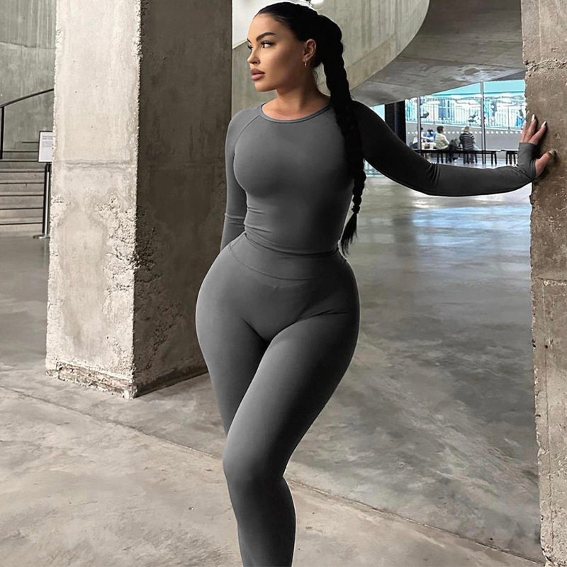 长袖上衣修身高弹运动瑜伽裤套装High elasticity yoga pants set