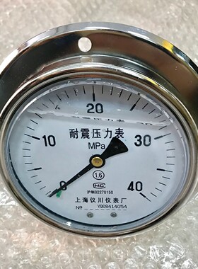 仪川压力表耐震 轴向带边 0-40MPA YN-100 牙M20*1.5  耐震压力表