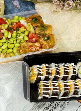 长方形1000ml一次性餐盒透明外卖快餐打包盒加厚塑料便当饭盒带a2