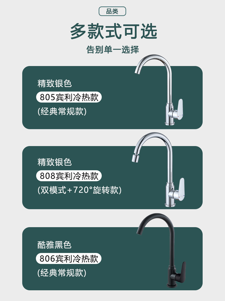 菲浦力全铜厨房水龙头冷