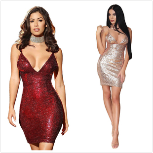 Women Sexy V Neck dress Casual Female dresses red mini skirt