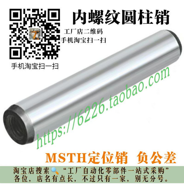 内螺纹圆柱销BLX05-h7定位销MSTH8-15/20/25/30/35/40/45/轴承钢