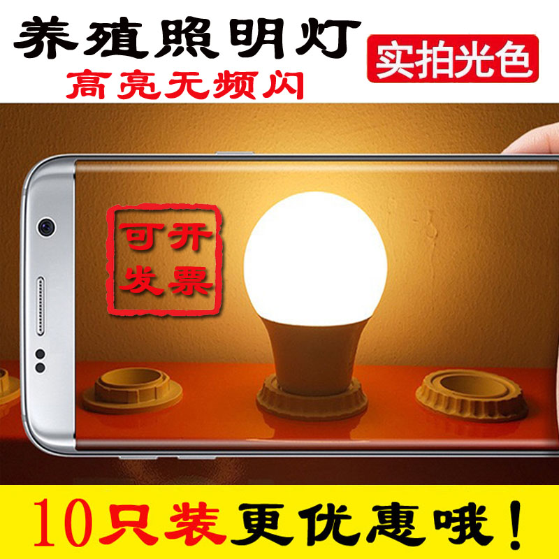 LED养殖照明灯3W5W7W9W12W15W暖黄光E27螺口室内超亮无频闪节能灯