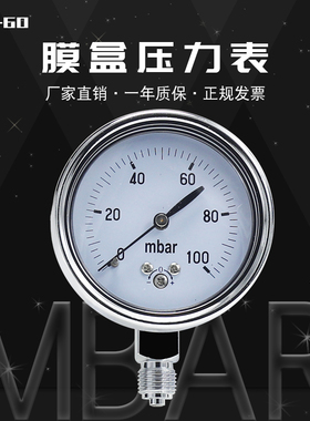 YE-60膜盒压力表/微压表 新款 16 25 50 60 100 160 200 250MBAR