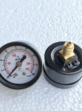 轴向双刻度压力表 一格0.2bar 压力0～16bar 0～230psi 直径40mm