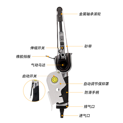 台湾北帝气动砂带机环带打磨机不锈钢弧角10x330m20mm520mm手持式