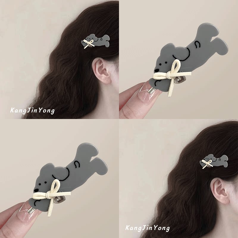 可爱甜妹!爱心蝴蝶结小狗蓝色系发夹! 甜美刘海夹侧边夹发饰女
