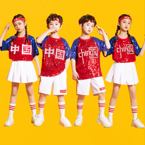六一儿童演出服亮片啦啦队服装幼儿园舞台表演服舞爱国合唱服