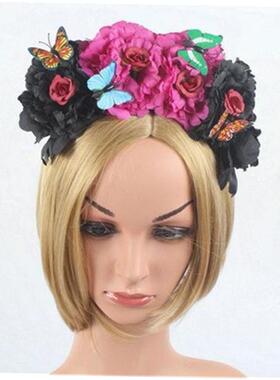 Halloween Simulation Colorful Peony Flower Headband Fairy Bu