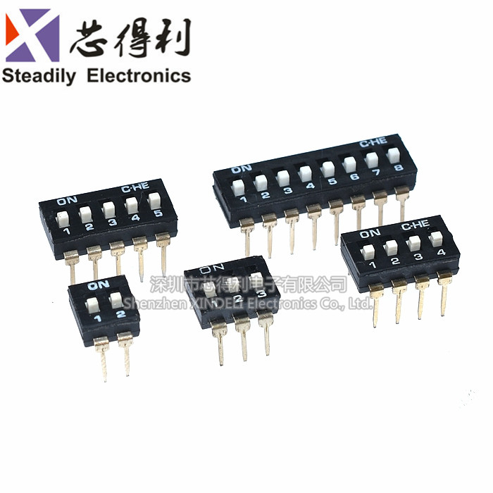 黑色 直插 编码 2.54MM 拨码开关 2.54 KI 1/2/3/4/5/6/8 10P 位