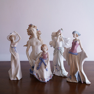 欧洲贵族优雅精致女孩美人鱼系列陶瓷工艺品家居摆设高档送礼摆件
