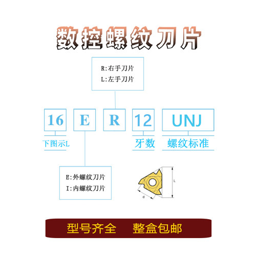 数控美制航天螺纹刀片16ER/16IR/12/14/16/18/20/24/28/32/UNJ