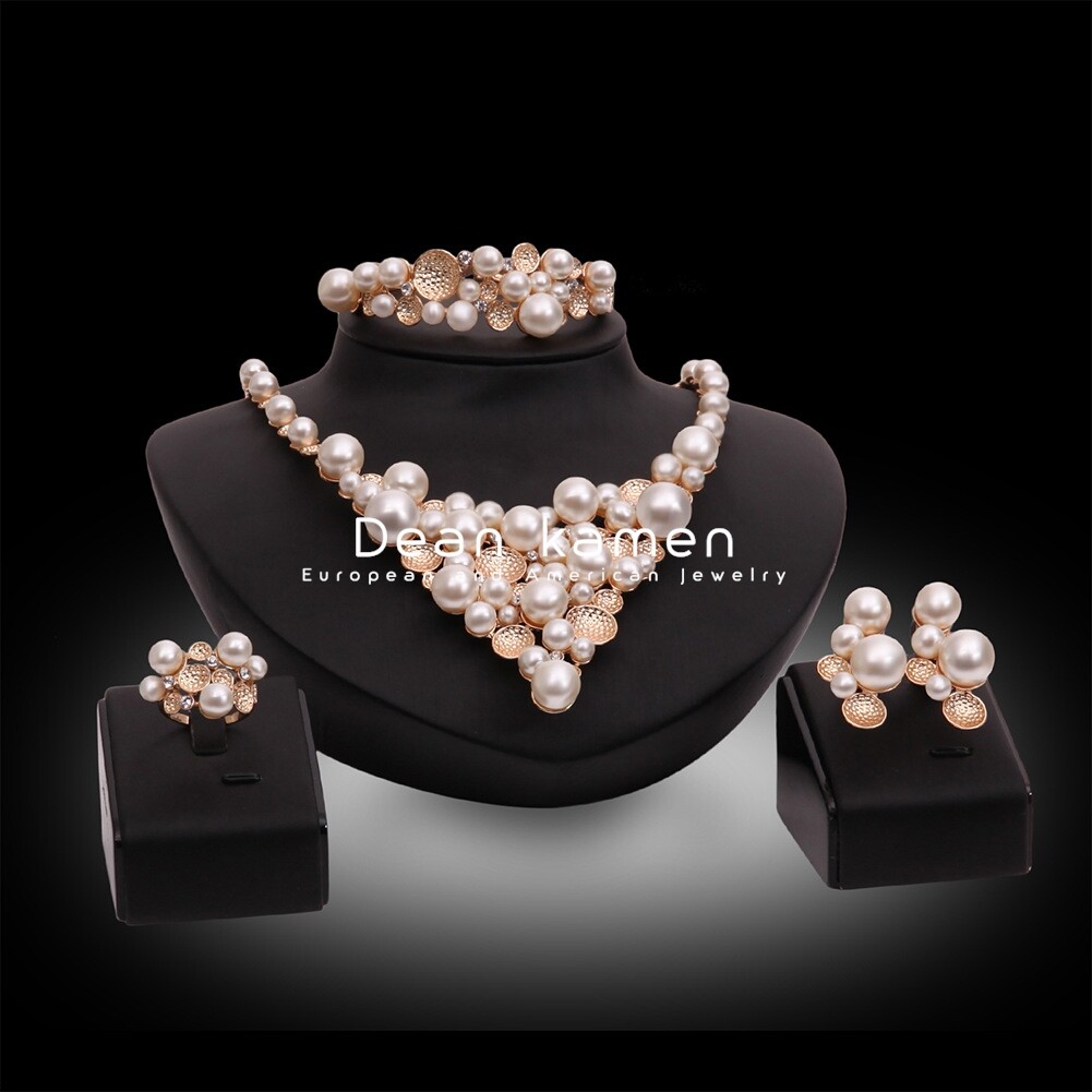高级感金属珍珠项链Bridal Wedding Pearl Necklace 4 Sets women