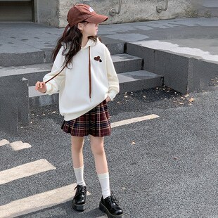 女大童卫衣春款2024新款春季连帽卫衣初中生长袖韩版女孩学生上衣