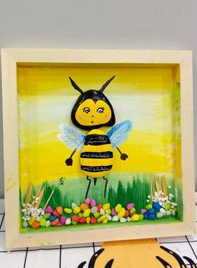 家乡文化特色手工作品幼儿园手工艺材料季节冬小学生手绘石头拼画