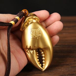 金属把玩件铜螃蟹钳子摆件 手中有钳 手把件把玩件 黄铜螃蟹钳子