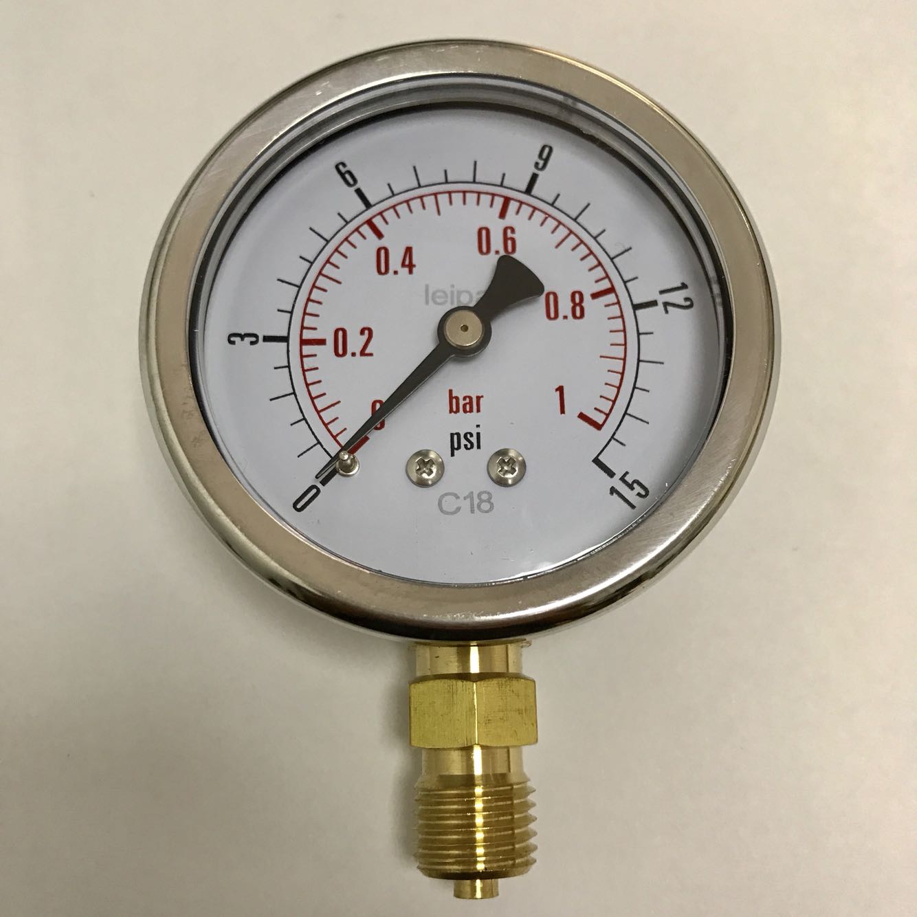 压力表 直径63mm （前面68mm后61mm）压力1bar 15psi 螺纹m14x1.5