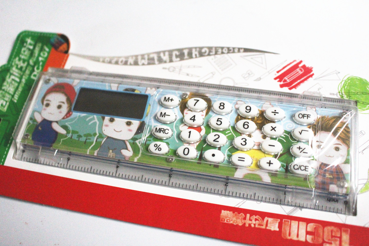 伊速时107直尺计算器中小学生学习i算机8位数15厘米直尺计算器